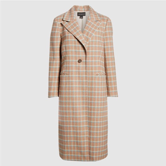 Something Navy Single Breasted Wool Blend Plaid Overcoat - Picture 6 of 12